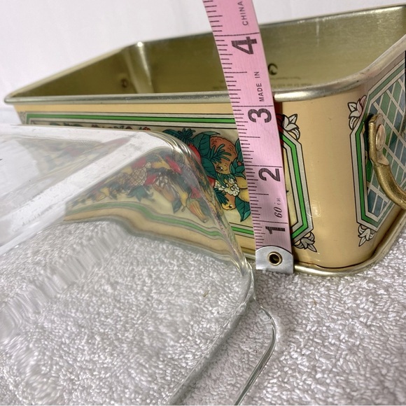 Vintage 80’s Teleflora Metal Serving Stand/Holder W 
Pyrex 1.5q Glass Loaf Pan - Picture 12 of 16